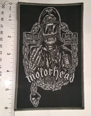 Motorhead Lemmy Skeleton Grey Border Woven Patch