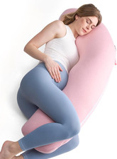 Momcozy Body Pillow for Pregnancy, J Shaped Pregnancy Pillows for Side Sleeping,