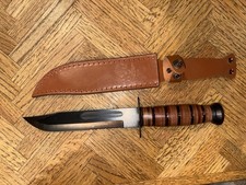 WWII Reproduction Ka USMC Style Combat Fighting Trench Knife w/ Sheath Bar