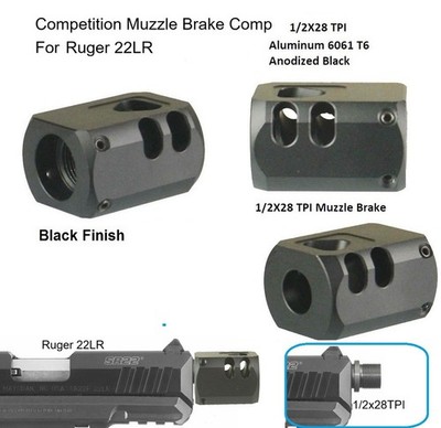 1/2x28 TPI Muzzle Brake Compensator For Ruger 22LR Threaded Barrel Converter