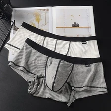 Fashionable Mens Low Rise Trunks Underpants with Breathable Ribbed Fabric