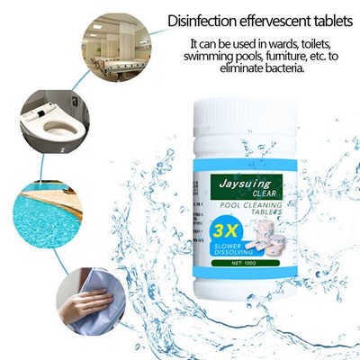 100pcs/Bottle Pool Cleaning Effervescent Chlorine Tablets Cage Disonfe NEU