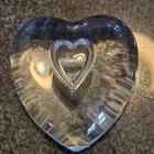 Steuben Art Glass Heart to Heart Hand Cooler Clear Glass Paperweight Signed 2.5"