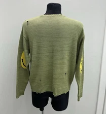 KAPITAL 5G Knit SMILIE Patch Crew Sweater khaki size L made in Japan