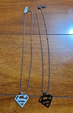 Official DC Comics Superman Pendant Necklace Set - Black  White Shield Set...