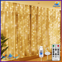 Lichtervorhang 300LED 3Mx3M USB Mit Fernbedienung 8 Modi Timer Deko Weihnachten