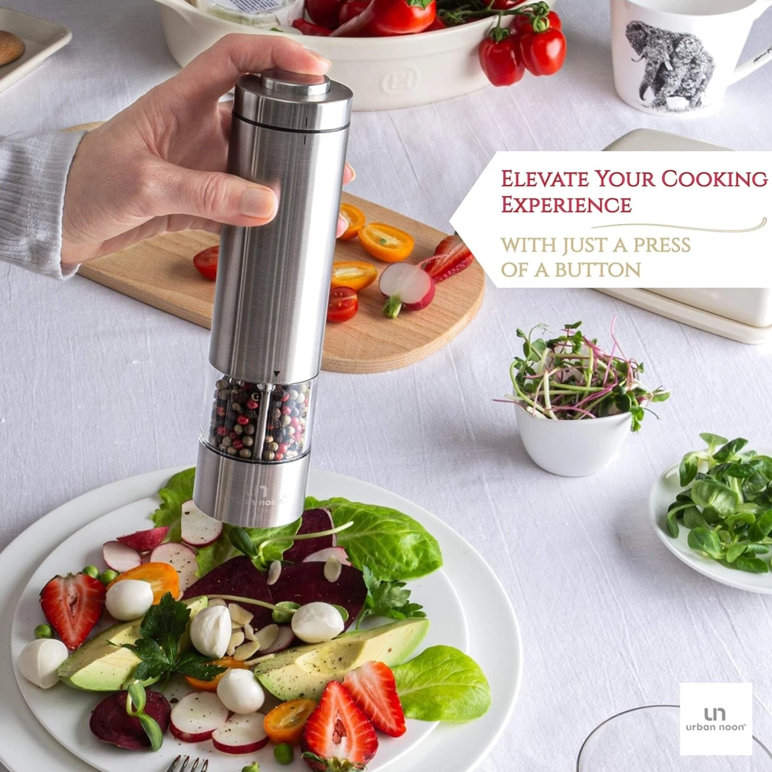 Electric Salt and Pepper Grinder - Battery Operated Stainless Steel Pepper Mi...