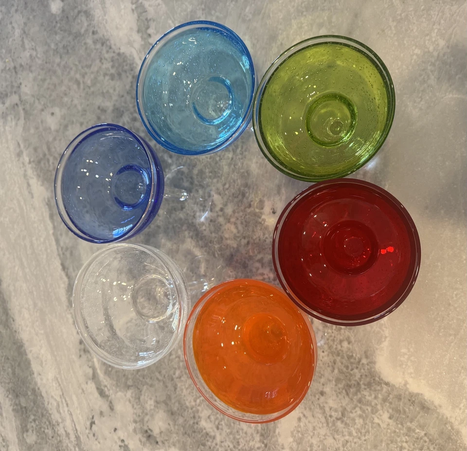 NUEVO Vasos Pottery Barn Margarita Hechos a Mano Reciclado Vidrio Soplado BONITOS Foto 2 de 4