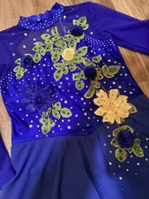 ice skating dress royal blue girls size 8/10 custom designed