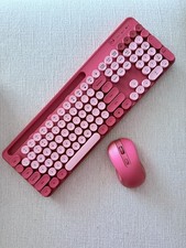 Wireless Pink Retro Keyboard and Mouse Combo
