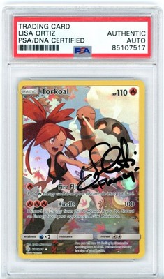 PSA Signed Lisa Ortiz Pokemon Sun & Moon Cosmic Eclipse Torkoal 237/236