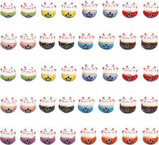 40Pcs 10 Colors Ceramic Lucky Cat Beads Handmade Porcelain Lucky Cat Loose Space