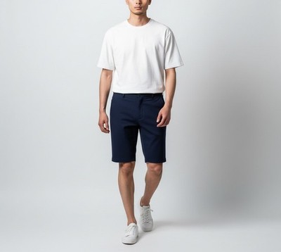 Foot Joy Herren Chino Shorts W38 Navy Blau Logo Stretch Reißverschluss