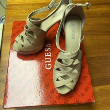 Guess Tan Platform Heels Strappy Leather Original Box