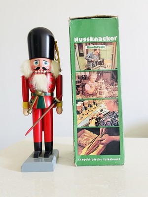 Vtg 11.5  Nutcracker Nussknacker Erzgebirge Handmade Christmas Folk Art Germany