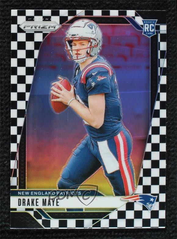 2024 Panini Prizm Rookies Black & White Checker Prizm Drake Maye #329 Rookie RC