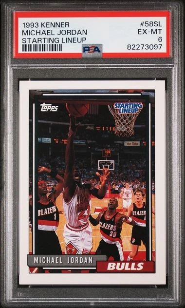 1993 Topps Kenner Starting Lineup Michael Jordan 58SL PSA 6 EX-MT SLU parallel - Image 3 of 4