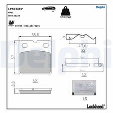 LP5026EV DELPHI Bremsbelagsatz, Scheibenfeststellbremse Hinterachse für TESLA 10