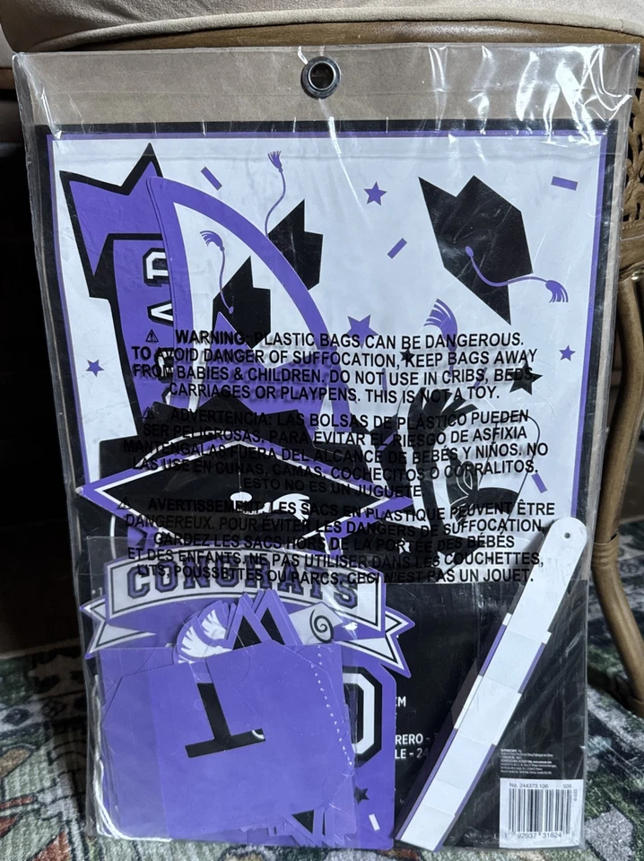 Purple Congrats Grad 10 Pc Room Decorating Kit School Spirit Graduation New  - Image 2 of 4