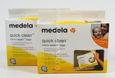 2 Medela QUICK CLEAN 5 Micro-Steam Bags microwave  10 reusable bags