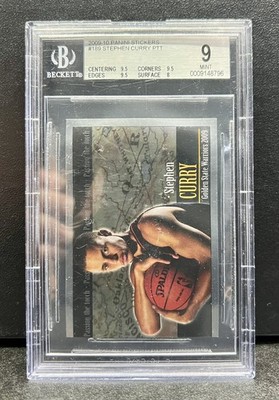 2009 Panini NBA Stickers Stephen Curry #189 RC Rookie Warriors BGS 9 ...