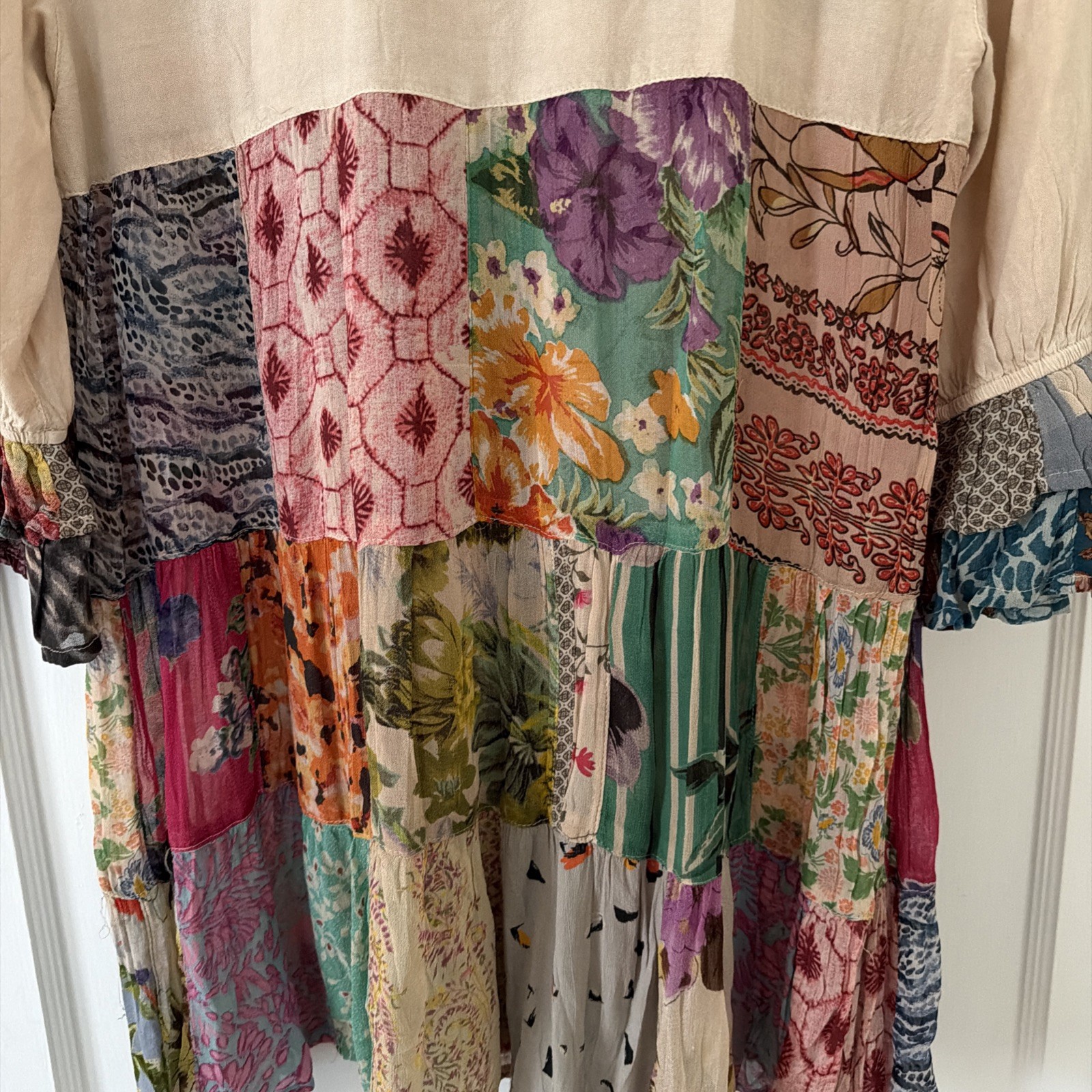 Young Threads S Tan Patchwork  Ruffle Slvs Top Em… - image 10