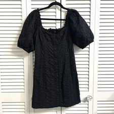 Gap Puff Sleeve Eyelet Bodice Square Neck Black Mini Dress Women’s Sz S