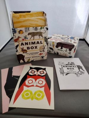 The Animal Box postcards by 10 Artists, storage box, post cards, and artist info