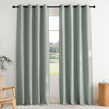 100 Blackout Curtains 90 inches Length for 52"W x 90"L Pack of 2 Sage Green