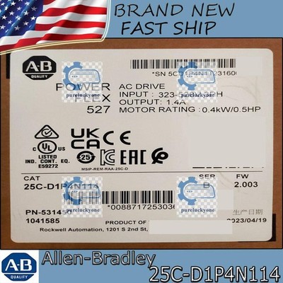 25C-D1P4N114 New Sealed NEW PLC PowerFlex 527 0.4kW / 0.5Hp AC Drive US AB