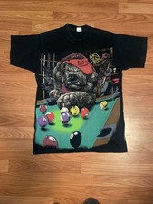 Rare 90S Vintage Bad Dog Pool Table By Russ Tock 80S T-Shirt Size L Made In Usa