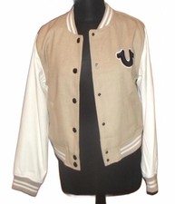 NWT True Religion True Varsity Jacket Travertine/ Winter White Women