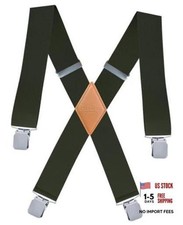 Heavy Duty Mens Suspenders.X-Shaped 2  Wide Strong Clips Suspenders For Black