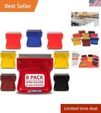 Assorted Color Mini Razor Scrapers - 8-Pack U.S. Made Tools for All Surfaces