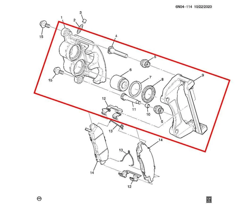 Pinza de disco de freno delantera derecha Chevrolet Blazer 2LT 2020-2024 13542337 FABRICANTE DE EQUIPOS ORIGINALES Foto 2 de 4
