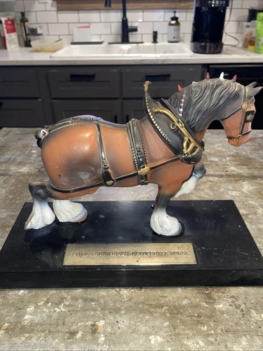 Vintage bar display beer sign FAMOUS BUDWEISER CLYDESDALE HORSE 12.25” long