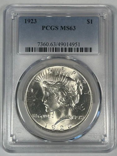 1923 Peace Silver $1 Dollar Coin PCGS MS 63