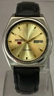 Vintage Luxury Seiko5 Golden Dial 7009 with "D/D" Watch Leather Strap Automatic