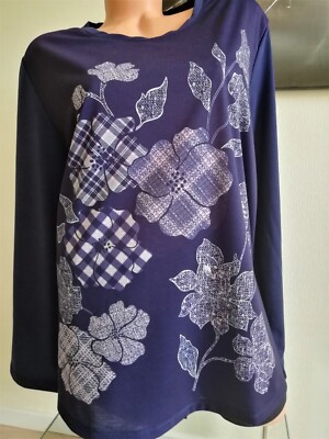 Gr. 52 Paola Damen Shirt Langarm dunkelblau - 30% Rabatt