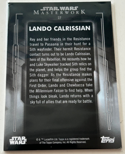 2020 Topps Star Wars Masterwork #27 Lando Calrissian Trading Card Lucasfilm - Picture 2 of 2