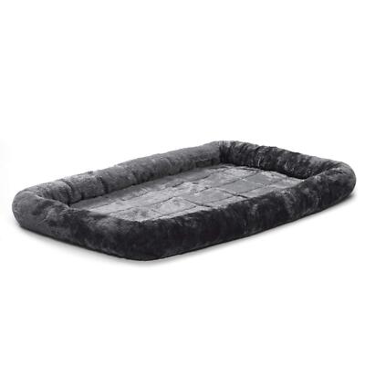48 Inch Charcoal Gray Dog Bed Mat for XL Crates Soft Cushion with Bolster