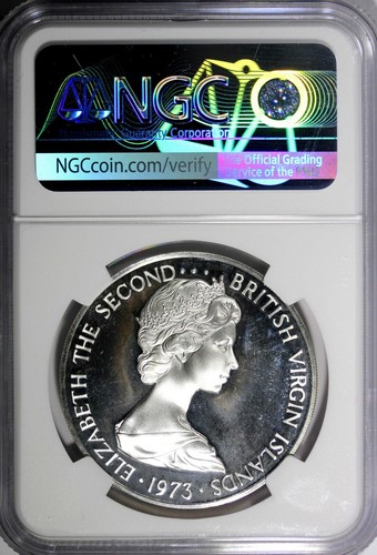 British Virgin Islands Silver 1973 FM $1.00 Dollar NGC PF67 ULTRA CAMEO KM#6a(1) - Picture 3 of 4
