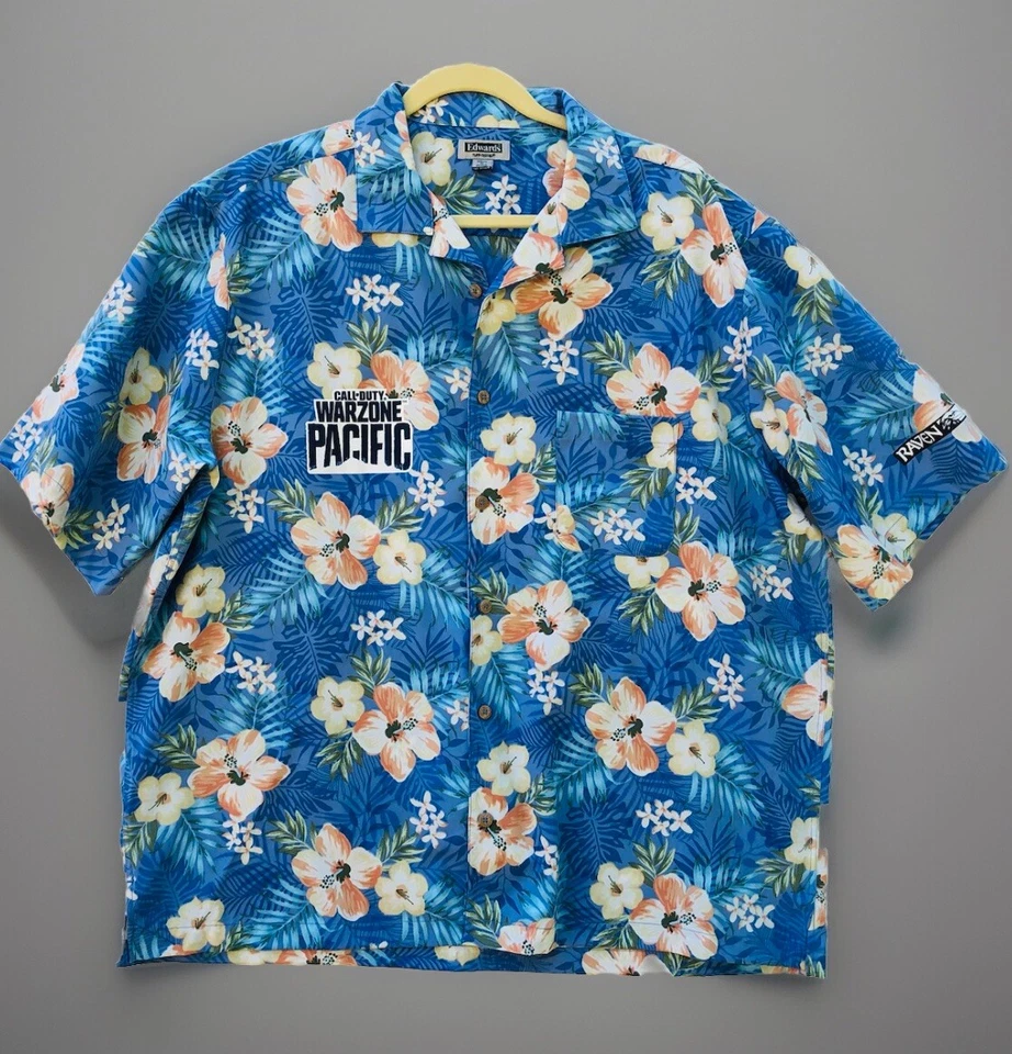 Camisa havaiana Call of Duty, Raven, Edwards floral tropical botão para cima GG - Imagem 4 de 4