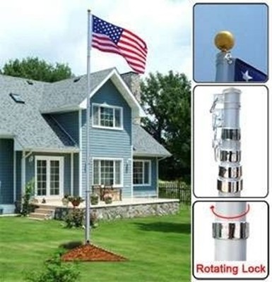 Telescoping 25 Foot Flagpole Kit Aluminum Telescopic ...