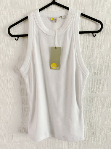 BODEN  White   cotton Ribbed  vest Top size XS  NEW - Picture 1 of 4