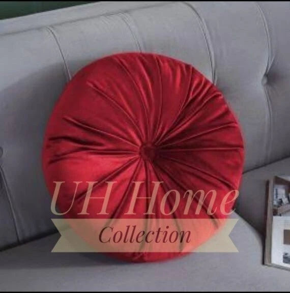 Velvet Round Cushion Filled with Ball Fiber (Different Colour) 18" x 18" Foto 3 de 3