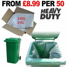 Clear Wheelie Bin Liners Strong Heavy Duty Rubbish Sack Big Refuse Bin Bags