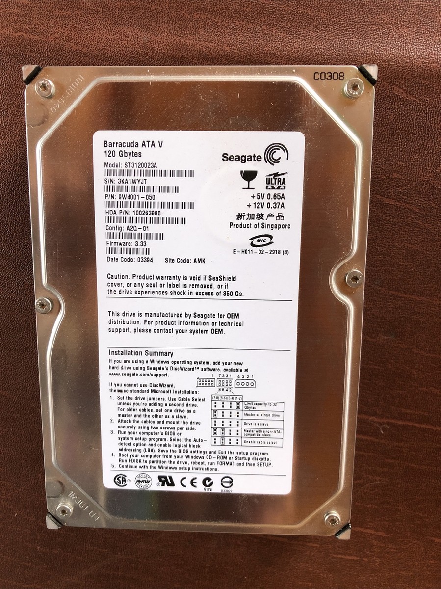PCパーツ Seagate Barracuda ATA V Hard Drive ST3120023A 120GB 9jupf8b Seagate Barracuda ATA V Hard Drive ST3120023A 120GB 9jupf8b