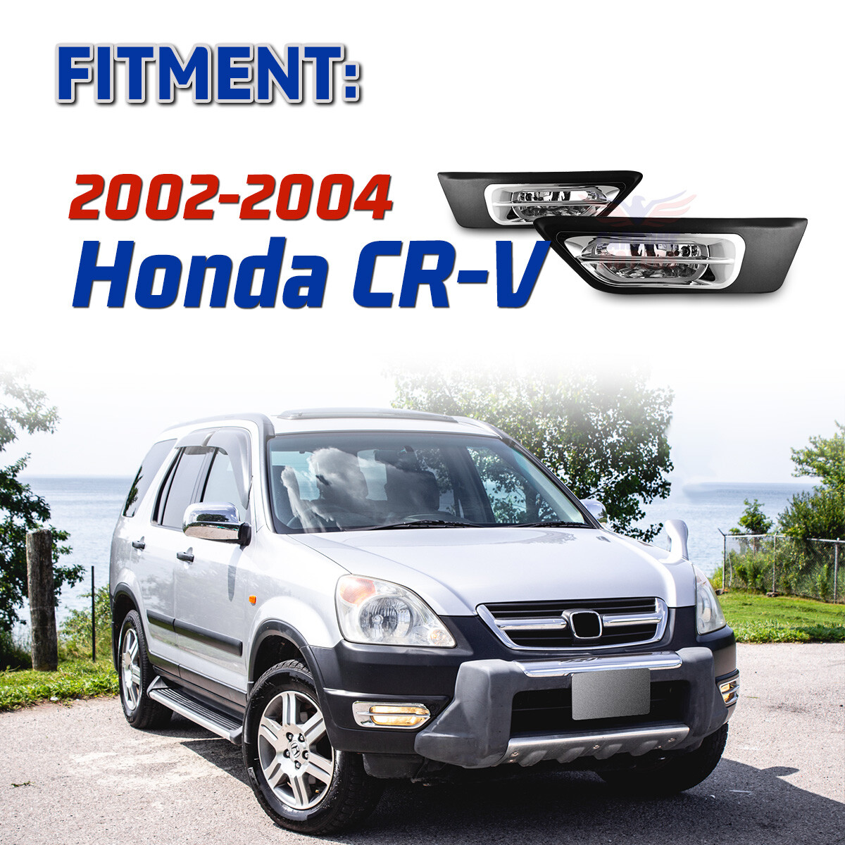 Fog Lights Kit For 2002-2004 Honda CR-V - Front Bumper Lamps With Wiring, Switch & Bulbs (NIXON OFFROAD)