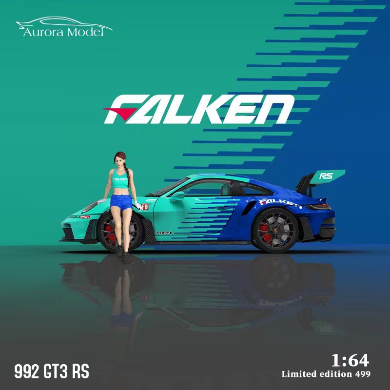 Aurora 1:64 Porsche RWB992 GT3 RS Alloy Sport Vehicle Model Car - Falken Coating